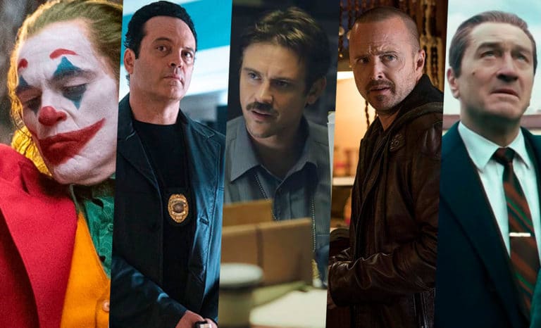 images from a selection of the best crime movies of 2019, including joker, the irishman and in the shadow of the moon