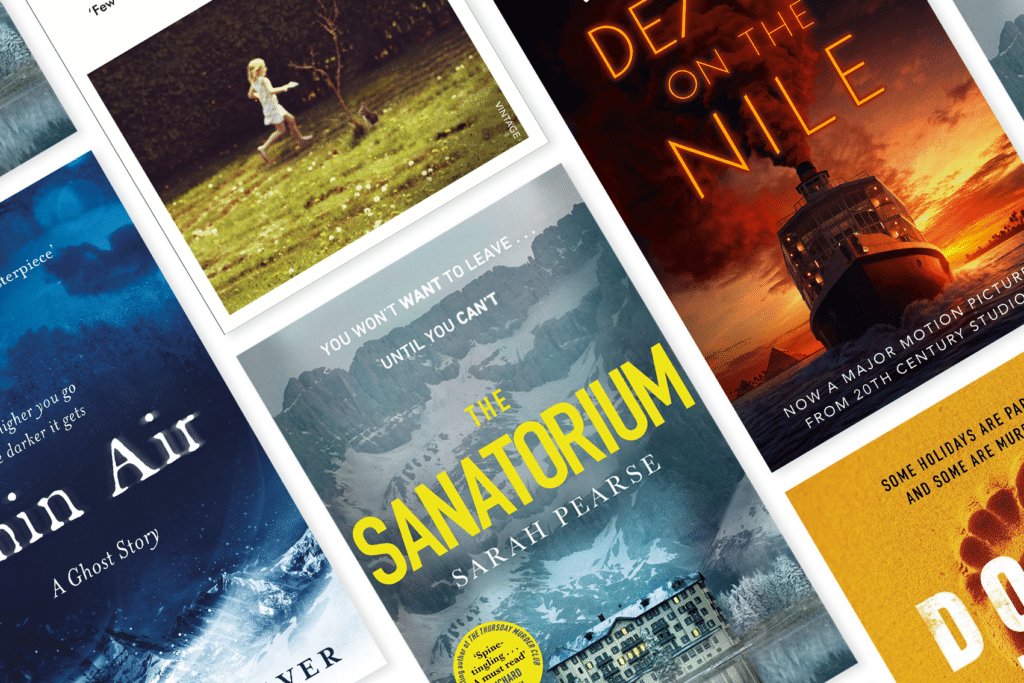 Image showing a selection of the books that influenced debut author Sarah Pearse when writing The Sanatorium, including Death on the Nile and Thin Air