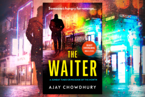 Book cover of The Waiter by Ajay Chowdhury, the first mystery in the Kamil Rahman series