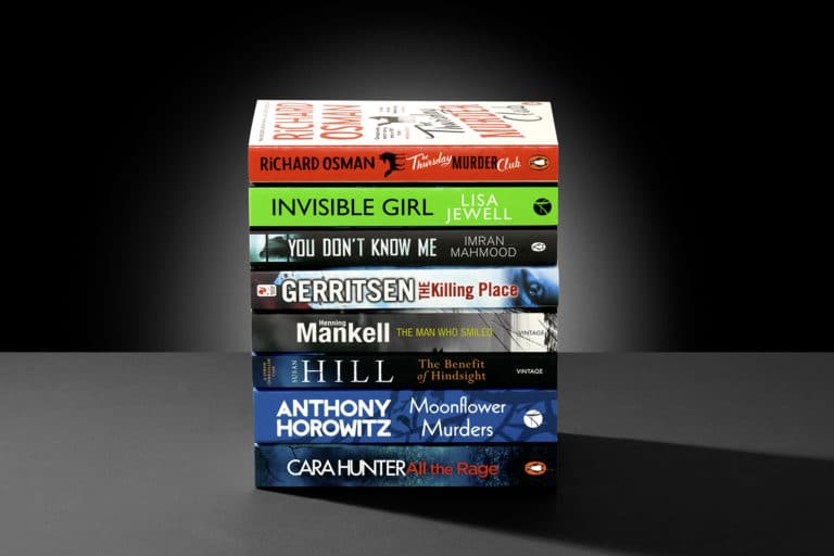 Photo showing some of our readers' favourite book club books: The Thursday Murder Club, Invisible Girl, You Don't Know Me, The Killing Place, The Man Who Smiled, The Benefit of Hindsight, Moonflower Murders and All the Rage