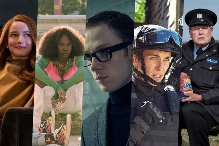 Image showing actors in some of the new crime TV shows heading our way in 2022: Julia Garner in Inventing Anna, Vivian Oparah in Then You Run, Joe Cole in The IPCRESS File, Vicky McClure in Trigger Point and Conleth Hill in Holding