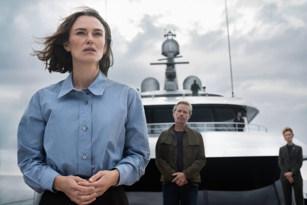 Keira Knightley in the upcoming crime drama The Woman in Cabin 10, based on the Ruth Ware novel of the same name.